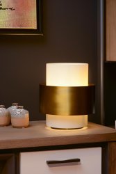 Firmin 24cm Mattguld/mässing bordslampa från Lucide - Firmin passar &ouml;verallt, s&aring; l&auml;nge en touch av retro &auml;r v&auml;lkommen.
