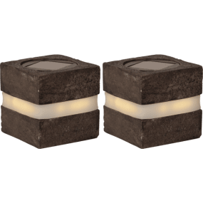 Stonecube 2-pack Grå solcellslampa från Star Trading - Set med 2st dekorativa solcellsstenar som sm&auml;lter naturligt in i tr&auml;dg&aring;rden.