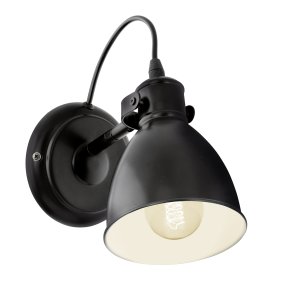 Priddy 22cm Svart vägglampa från Eglo - Perfekt som läslampa vid sängen eller som praktisk belysning i hall och vardagsrum.
