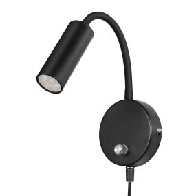 Mini Flex Svart läslampa från Oriva - Mini flex v&auml;gglampa i svart finish &auml;r perfekt som l&auml;slampa eller accentbelysning i hemmet.