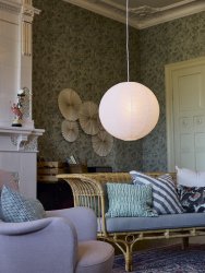 Haru skärm exkl. upphäng Ø50 Vit från PR Home - Rispapperssk&auml;rm Haru med t&auml;t oregelbunden metalltr&aring;d som skapar ett vackert m&ouml;nster.