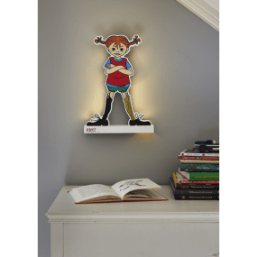 Pippi Flerfärgad barnlampa från Star Trading - En klassisk illustration av Pippi, h&auml;r i form av en siluett som lyser ut fr&aring;n sidorna.