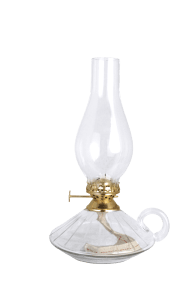 Fotogenlampa m. Handtag stor Transparent från Strömshaga - Oljehuset &auml;r tillverkat i klart glas med vackert etsade r&auml;nder som ger lampan ett elegant och tidl&ouml;st uttryck.