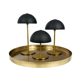 Along set + bricka 20cm Svart portabel från Dyberg Larsen - Along mini bordslampor i 3-pack med inbyggd LED och touch-teknologi erbjuder en tidl&ouml;s och harmonisk design.