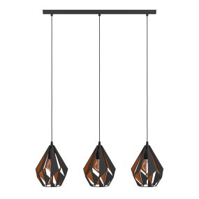 Carlton 80cm Svart från Eglo - Den svarta utsidan kombineras med en kopparf&auml;rgad insida som ger ett varmt och st&auml;mningsfullt ljus.