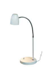 Sandnes 44cm Vit skrivbordslampa från Aneta Lighting - Sandnes bordslampa av metall i vit f&auml;rg med kromade detaljer passar perfekt som l&auml;slampa p&aring; skrivbordet eller bredvid s&auml;ngen.