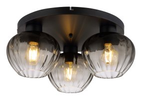 Toy Ø45 Svart från Globo Lighting - De r&auml;fflade r&ouml;ktonade glasen skapar en fin och varm ljusspridning i rummet.