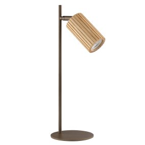 Lakewood 46cm Brun skrivbordslampa från Brilliant - Lakewood bordslampa kombinerar brun metall med ljust, ribbat tr&auml; och skapar ett varmt och naturligt uttryck.