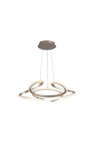 Doodle Ø60 Champagne från Searchlight - Den sirligt formade stommen i metall har en elegant champagnefinish och omsluter en integrerad LED-list med klar akryldiffusor som efterliknar prismor.