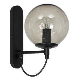 Perla 1 Svart vägglampa från Hallbergs - Ljusk&auml;llan omfamnas av den runda r&ouml;kf&auml;rgade glaskupan vilket skapar en fin ljusspridning i rummet.