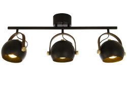 Bow 3 Svart spotlight från Aneta Lighting - Bow taklampa i svartlackerad metall med detaljer i matt m&auml;ssing och brunt l&auml;der.