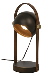 Bow 38cm Svart bordslampa från Aneta Lighting - Bow bordslampa i svartlackerad metall med detaljer i matt m&auml;ssing och brunt l&auml;der.