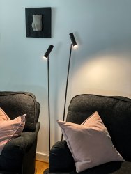 Artic Svart från Aneta Lighting - Ljuset slås på och av med en dimmer på lamporna som har justerbara huvud och fot.