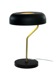 Bremen 44cm Svart/mässing bordslampa från Aneta Lighting - Moderna bordslampan Bremen av metall i svart f&auml;rg och detaljer i matt m&auml;ssing har ett originellt och nyskapande uttryck.