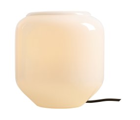 Flask 18cm Vit/svart bordslampa från Artera - Den dekorativa kupan i opalglas sprider ett mjukt och behagligt ljus som skapar en inbjudande atmosf&auml;r.