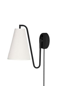 Lou 28cm Svart vägglampa från Globen Lighting - Lou &auml;r en funktionell och dekorativ v&auml;gglampa med en r&ouml;rlig led och en lampsk&auml;rm tillverkad av boucl&eacute;-tyg.