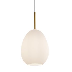 Bodø Ø20 Vit från Halo Design - Den sl&auml;ta ytan och runda formen av opalglas ger en fin ljusspridning i rummet och i kombination med detaljerna i m&auml;ssing medf&ouml;r den elegans.