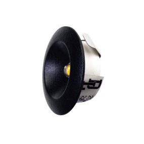 Q-32 Mini Downlight 3000K Svart från Designlight - Denna downlight ger ett snyggt accentljus med 105 graders spridning och ljusfl&ouml;de p&aring; 115 lumen, med sin l&aring;ga inbyggnad p&aring; 14mm kan downlighten anv&auml;ndas f&ouml;r inf&auml;llt montage i hyllor, sk&aring;p, f&ouml;nstersmyg och mycket mer.