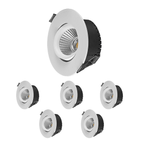 Bondy Downlight 6-pack Vit från Designlight - Inbyggnadsdjup &auml;r endast 32,5mm vilket g&ouml;r att den kan monteras d&auml;r man har lite utrymme, tex med 25mm regel och gipsskiva.