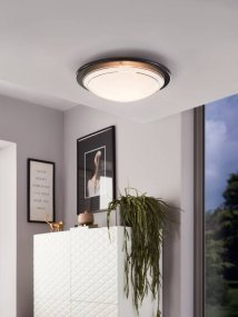 Planet Ø30 Svart plafond från Eglo - Med sin minimalistiska design sm&auml;lter den in i alla rum och ger ett klart och behagligt ljus.