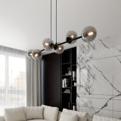 Rossi 110cm Rökfärgad taklampa från Emibig Lighting - Dess minimalistiska stil passar in i de senaste trenderna samtidigt som den bibeh&aring;ller tidl&ouml;s elegans.
