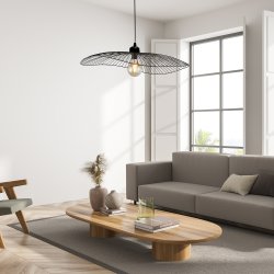 Wave 70cm Svart taklampa från Searchlight - Wave &auml;r en elegant takpendel med ovalformad sk&auml;rm i svart finish som passar perfekt i moderna sovrum, vardagsrum eller &ouml;ver matbordet.