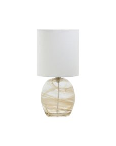 Hite 44cm Offwhite bordslampa från House Doctor - Den rundade lampfoten i glas pryds av ett vackert offwhite virvelm&ouml;nster som g&ouml;r varje exemplar unikt och ger lampan ett levande uttryck.