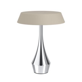 Turcio 20cm Krom portabel från Eglo - Turcio &auml;r en portabel lampa i metall med blank kromad fot och sandf&auml;rgad, strukturerad sk&auml;rm.
