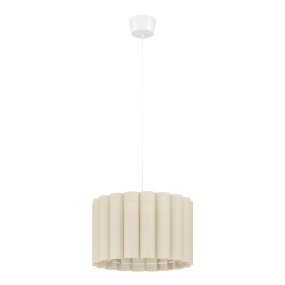 Collegrilli Ø45 Beige taklampa från Eglo - Collegrilli &auml;r en dekorativ takpendel med en beige textilsk&auml;rm som efterliknar linnets naturliga struktur.
