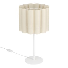 Collegrilli 23cm Beige bordslampa från Eglo - Collegrilli bordslampa har en beige textilsk&auml;rm som efterliknar linnets naturliga struktur och en enkel lampfot i vit metall.
