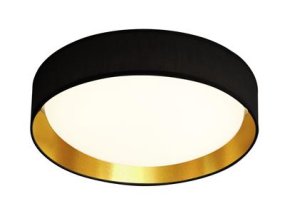 Gianna Ø37 Svart plafond från Searchlight - Denna moderna plafond är tillverkad i akryl och kompletteras av en svart textilskärm med guldig insida som passar perfekt i ett hem med klassisk inredningsstil.