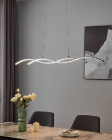 Lasana 120cm Krom från Eglo - De eleganta kurvorna och den minimalistiska stilen g&ouml;r den till ett idealiskt val f&ouml;r moderna interi&ouml;rer, och dess slimmade kromfinish ger ett subtilt, sofistikerat utseende.