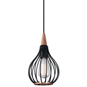 Drops Ø17 Svart från Halo Design - Den svarta lackade metallen i kombination med den borstade kopparn bidrar med en elegans till rummet.