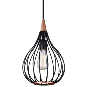 Drops Ø23 Svart taklampa från Halo Design - Den svarta lackade metallen i kombination med den borstade kopparn bidrar med en elegans till rummet.