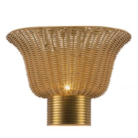 Kai 25cm Natur vägglampa från Elstead Lighting - Den naturf&auml;rgade rottingen ger lampan ett varmt och ombonat uttryck, medan detaljerna i borstad guldfinish skapar en fin kontrast.