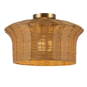 Kai Ø40 Natur plafond från Elstead Lighting - Kai &auml;r en dekorativ plafond som kombinerar metall med en fl&auml;tad sk&auml;rm i rotting.
