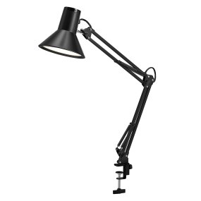 Office Retro Svart klämlampa från Ledvance - Lampan ger ett varmvitt och starkt ljus p&aring; 900lm och 3000K, perfekt som arbets- och l&auml;slampa.