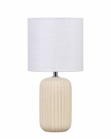 Palizzo 33cm Beige bordslampa från Nordic Lighting - Palizzo bordslampa har en keramisk fot i beige f&auml;rg med eleganta vertikala r&auml;fflor och en vit linnesk&auml;rm.