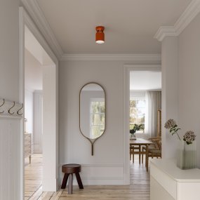 Lennon Ø13 Orange plafond från CO Bankeryd - Lennon &auml;r en stilren och kompakt palafond i metall med en m&ouml;rk, orange f&auml;rg som ger ett harmoniskt uttryck.