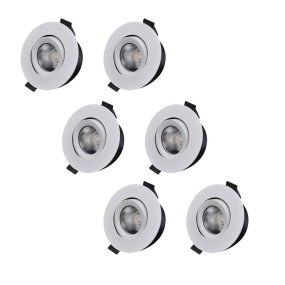 D-007 Downlight 3000K 6-pack Vit från Designlight - Armaturens drivdon och kopplingsbox (ing&aring;r) &auml;r framtagen f&ouml;r att kunna monteras med 28 gles i kombination med 12-13mm takskiva.