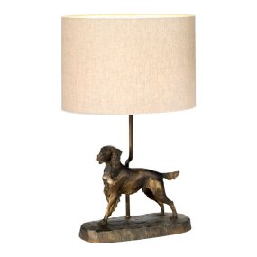 Rufus 48cm Brons bordslampa från Elstead Lighting - Bordslampa med en hundstatyett i bronspatinerad finish.