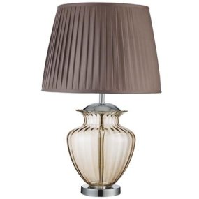Elina 70cm Brun bordslampa från Searchlight - Lampan har en bas av metall satinerat silver och glaskupa i ambertonat glas som skapar en mjuk och sofistikerad form.