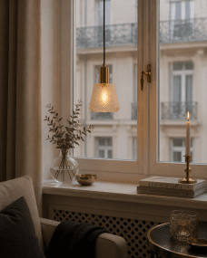 Daimon Ø15 Amber fönsterlampa från Lampan - Perfekt att placera i f&ouml;nstret f&ouml;r att skapa en inbjudande atmosf&auml;r med b&aring;de stil och karakt&auml;r.