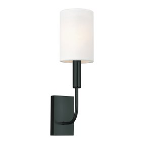 Brianna 36cm Svart vägglampa från Elstead Lighting - Armaturen &auml;r tillverkad i svart metall och har en mjukt b&ouml;jd arm som skapar en fin kontrast mot den raka v&auml;ggplattan.
