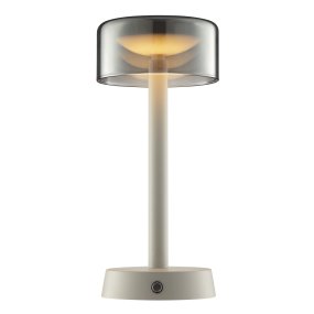 Razor 26cm Beige portabel från Brilliant - Razor &auml;r en modern och stilren portabel bordslampa med en exklusiv k&auml;nsla tack vare kombinationen av metall i beige f&auml;rg och r&ouml;kf&auml;rgat glas.