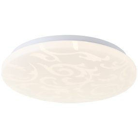 Clarica Ø34 Vit plafond från Brilliant - Den integrerade LED-ljusk&auml;llan ger ett varmvitt ljus p&aring; 3000K och har en ljusstyrka p&aring; 2600 lumen &ndash; perfekt f&ouml;r att skapa en behaglig och v&auml;lbelyst milj&ouml; i exempelvis hall eller k&ouml;k.