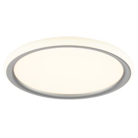 Carloz Ø30 Silver plafond från Brilliant - Carloz &auml;r en smart och elegant l&ouml;sning som passar lika bra i vardagsrum som i sovrum eller k&ouml;k, d&auml;r olika ljusstyrkor och st&auml;mningar beh&ouml;vs under dagen.