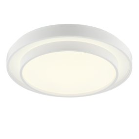 Faruz Ø40 Vit från Brilliant - Faruz &auml;r en stilren plafond i plast och metall, designad med en vit ram och vit LED-panel f&ouml;r ett modernt utseende som passar perfekt i sovrum eller andra lugna milj&ouml;er.