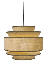 Ambrosia Ø50 Natur taklampa från Aneta Lighting - N&auml;r lampan &auml;r t&auml;nd silas ljuset genom pappersbasten och skapar ett varmt och st&auml;mningsfullt sken.