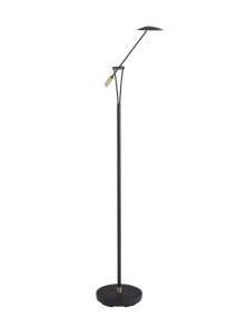 Recco Svart golvlampa från Texa Design - Den ger ett bra ljus f&ouml;r l&auml;sning p&aring; 600lm och med pushdimmern kan du kan justera ljusstyrkan och f&auml;rgtemperaturen fr&aring;n varmvitt ljus p&aring; 2700K till kallvitt ljus p&aring; 4000K.